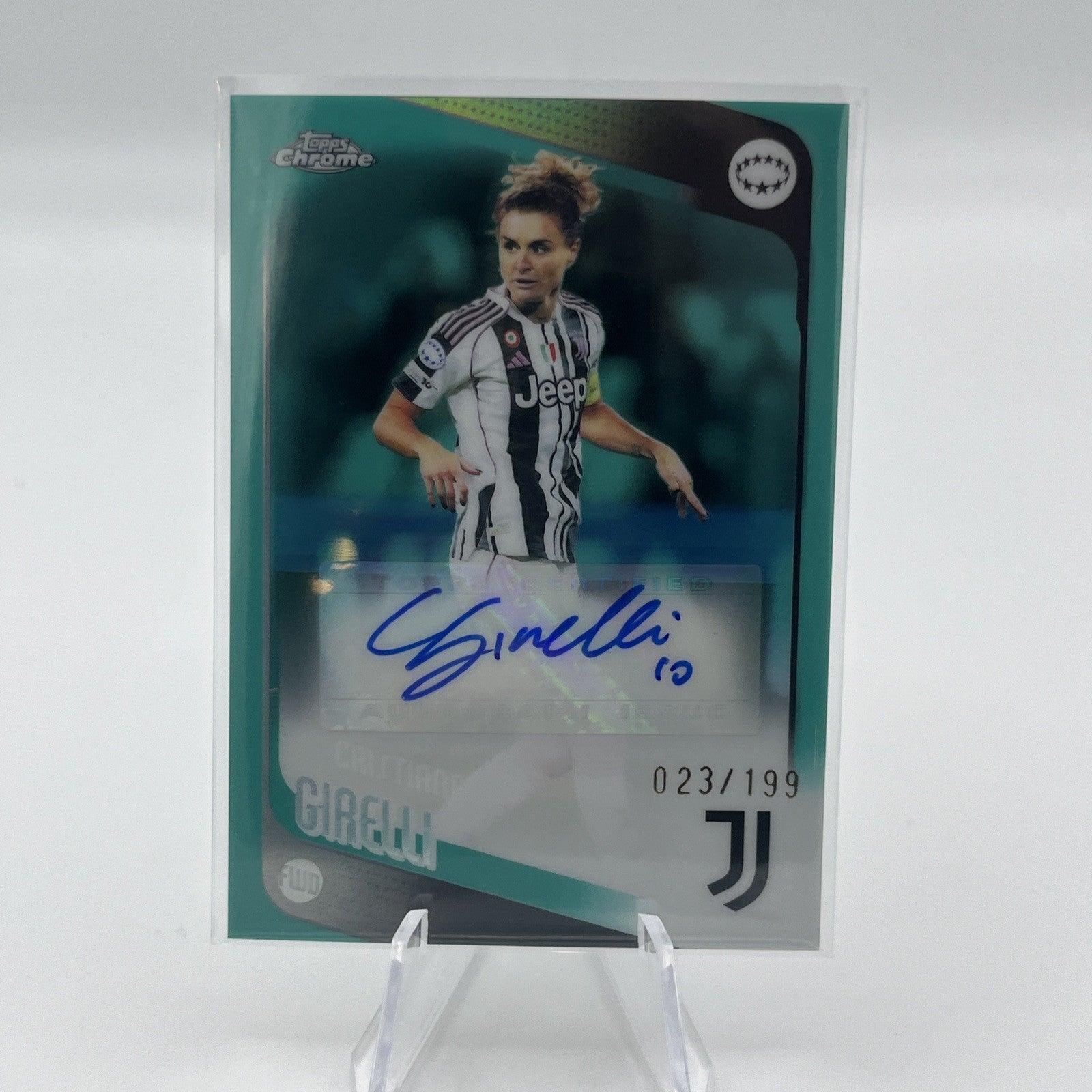 2025-26 Topps Chrome Women’s Cristiana Girelli Aqua Auto /199 #CA-CG