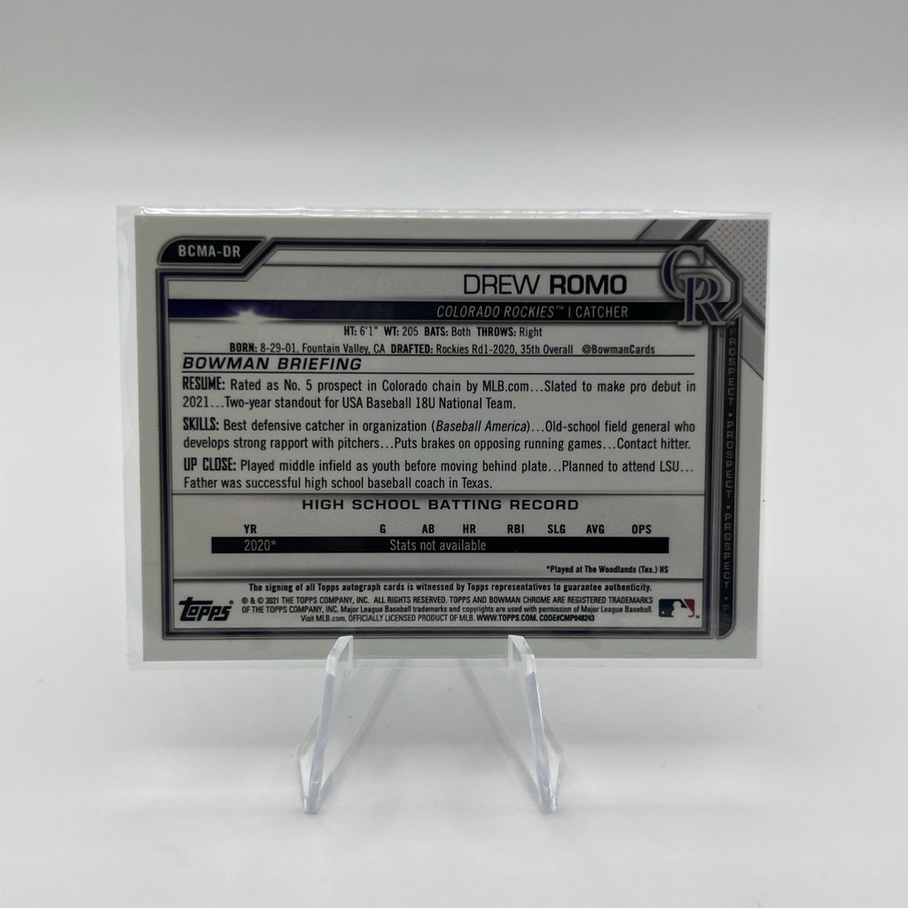 2021 Bowman Chrome - Mega Box Chrome Mojo Autographs Drew Romo #BCMA-DR (AU, RC)