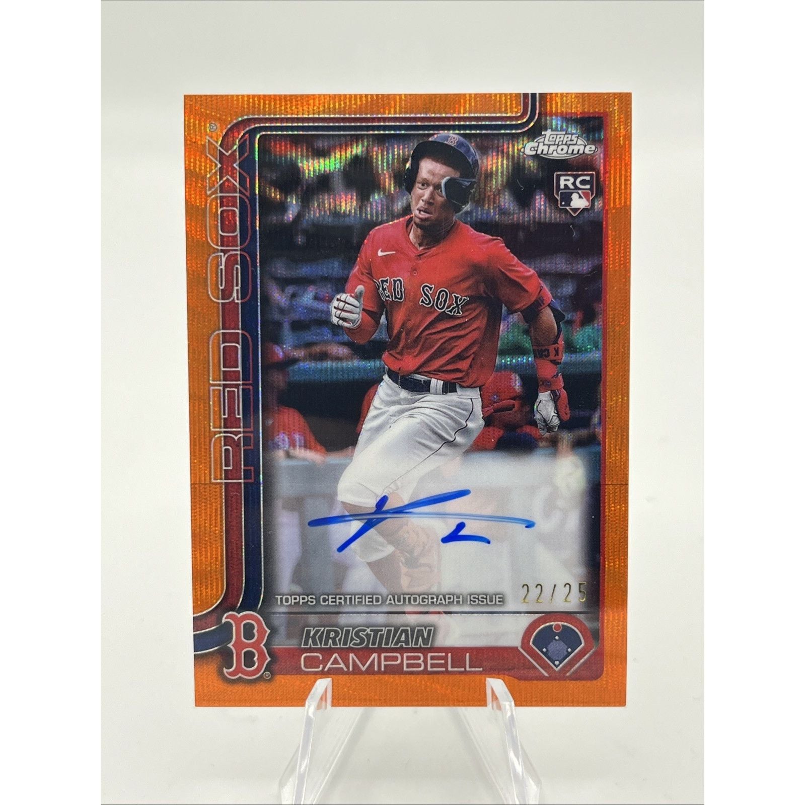 2025 Topps Chrome Kristian Campbell #’d /25 Orange Wave RC Auto Boston Redsox
