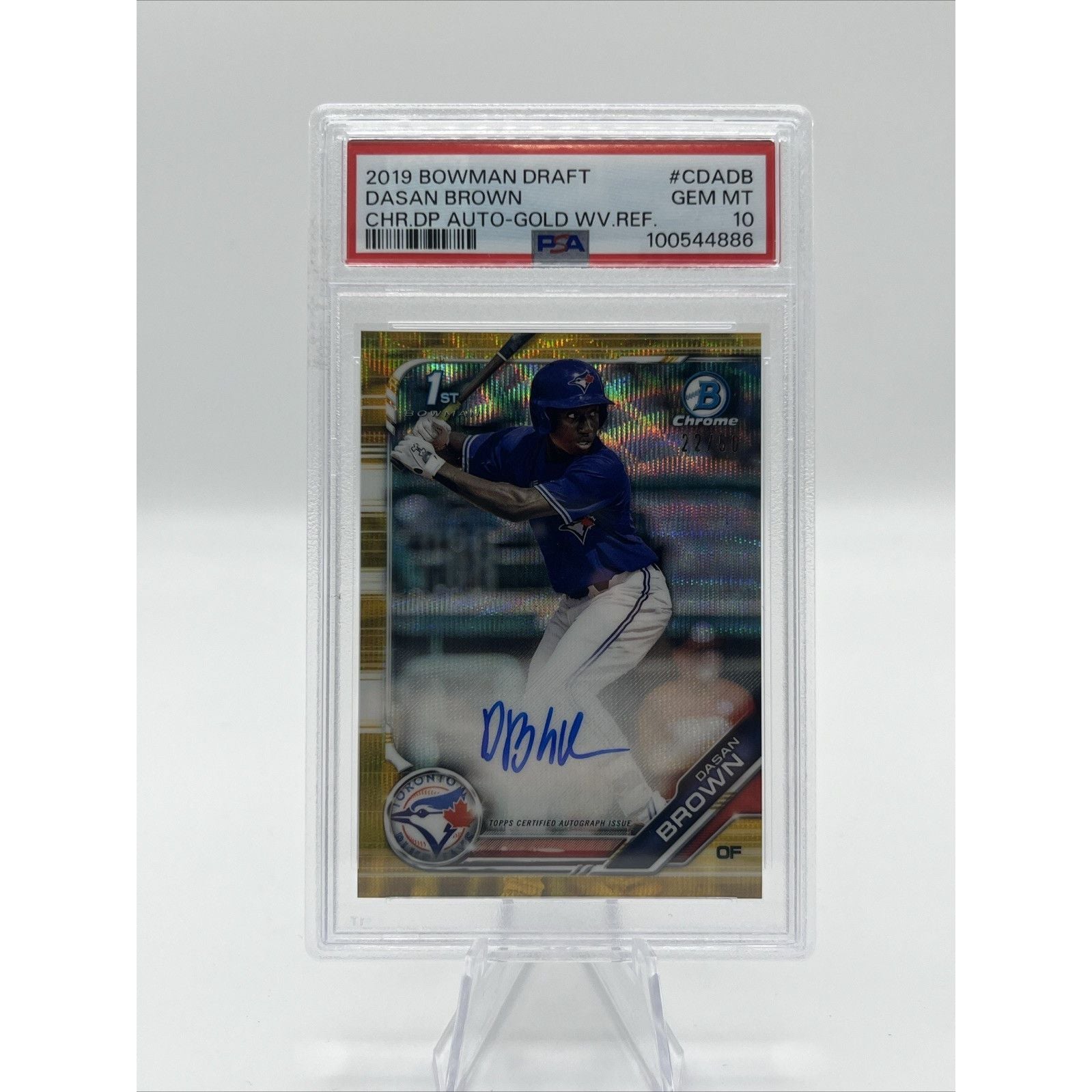 2019 Bowman Draft Chrome Gold Wave Refractor Auto /50 Dasan Brown PSA 10