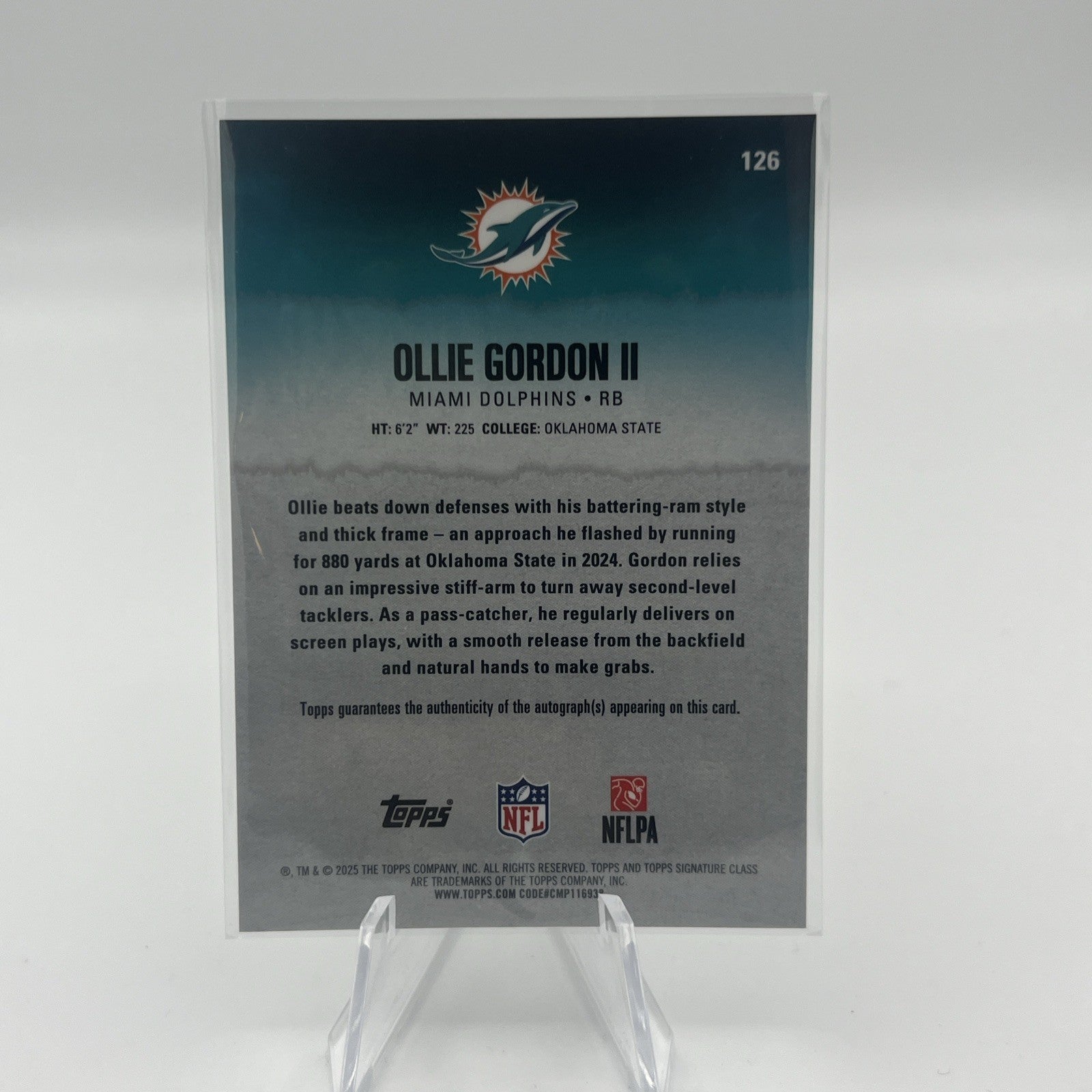 2025 Topps Signature Class Ollie Gordon Chrome Autographs Dolphins