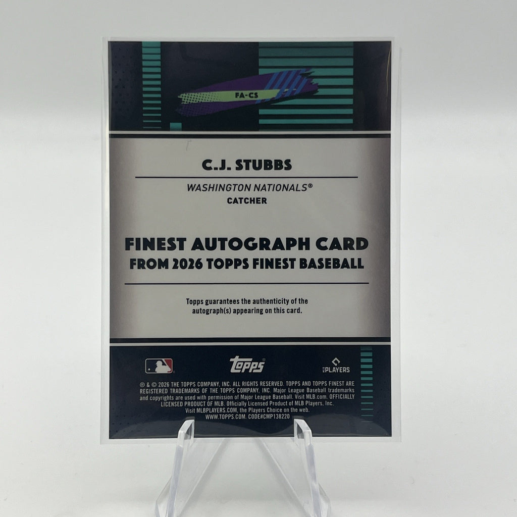 2026 TOPPS FINEST C.J STUBBS #FA-CS (RC) FINEST AUTOGRAPHS
