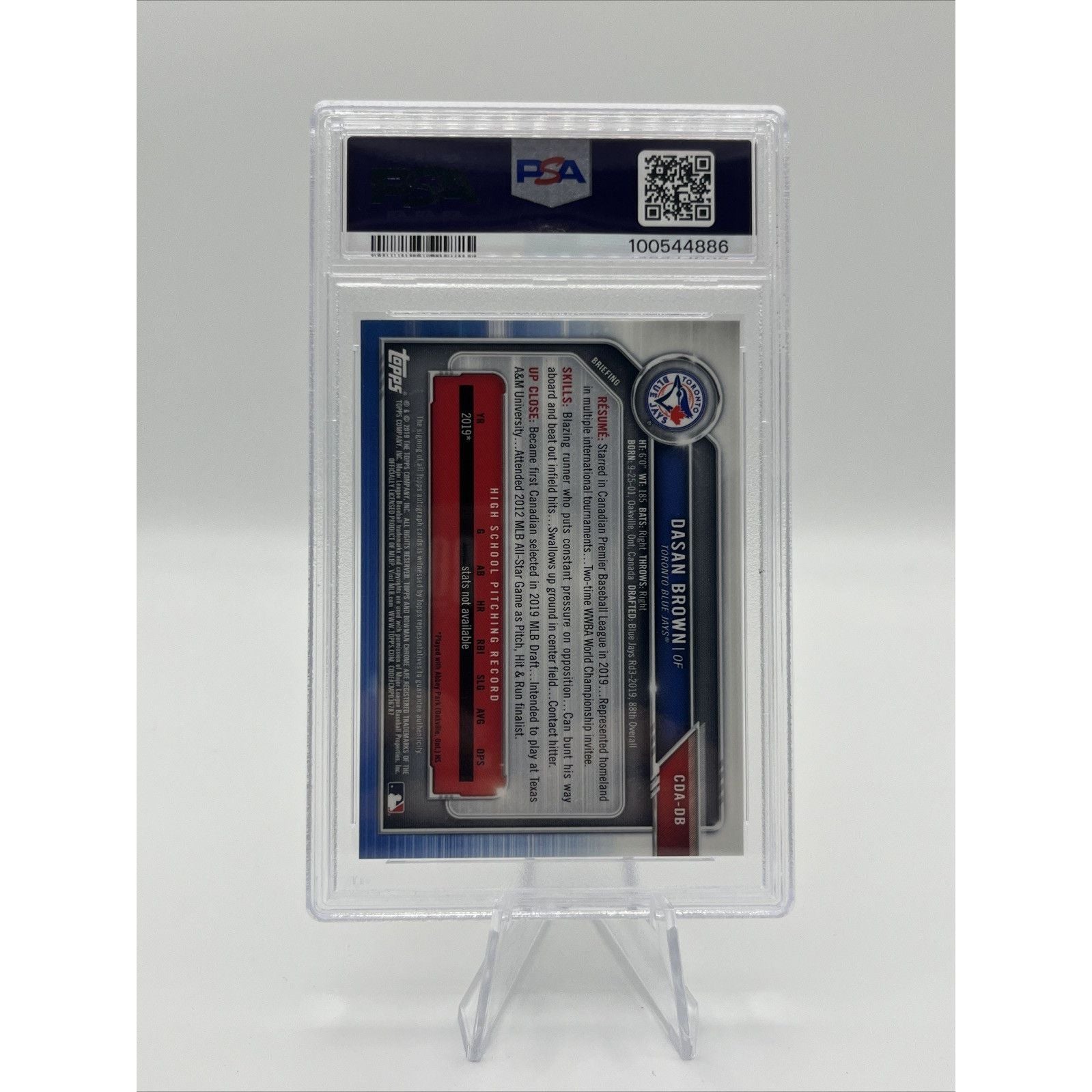 2019 Bowman Draft Chrome Gold Wave Refractor Auto /50 Dasan Brown PSA 10