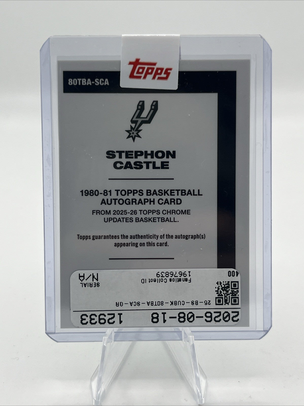 Stephon Castle 2025-26 Topps Chrome Update 1980-81 NBA Auto Green Refractor /99