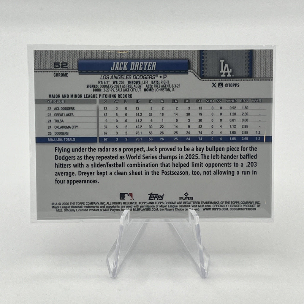 2025 Topps Chrome Update #USC39 Jack Dreyer Pink Refractor #/250 Rookie Cup