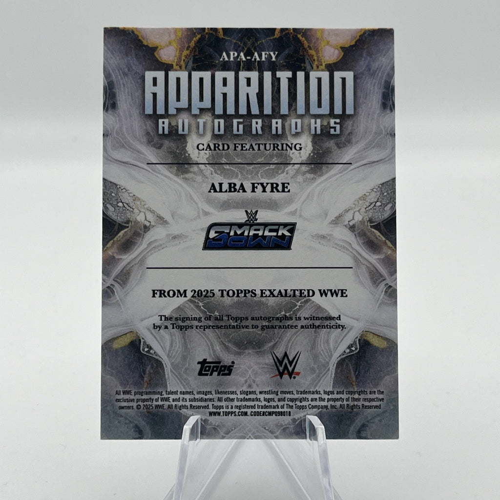 2025 Topps Exalted WWE ALBA FYRE Apparition On Card Auto Autograph Orange #/25