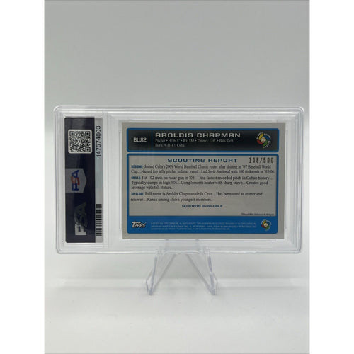 2009 Bowman World Baseball Classic Blue 103/500 Aroldis Chapman #BW12 PSA 8