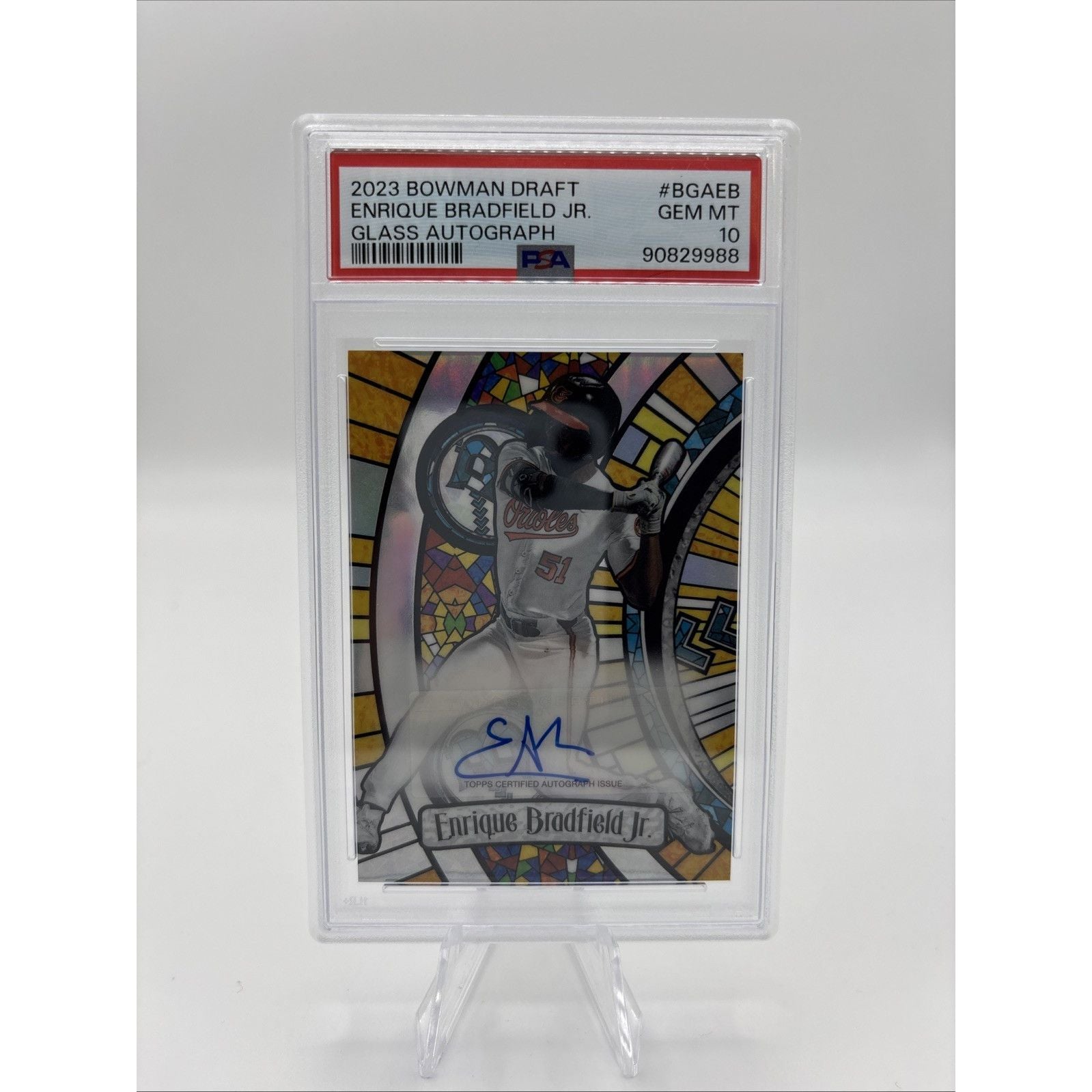 2023 Bowman Draft - Bowman Glass Autographs Enrique Bradfield #BGA-EB /99 PSA 10