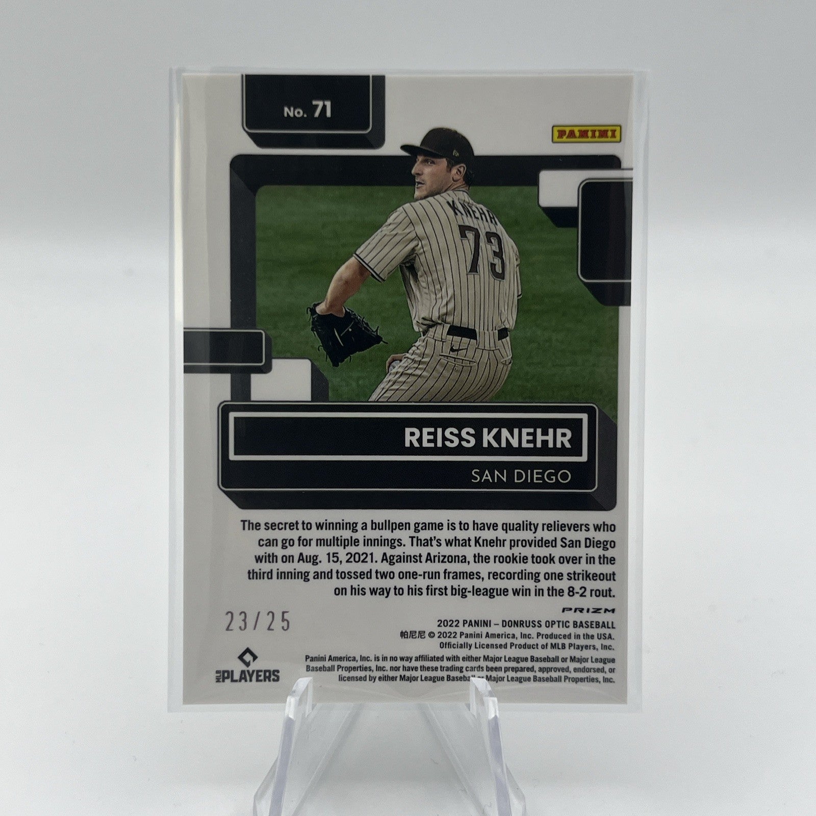 2022 Donruss Optic Reiss Knehr Rated Rookie RC Black PRIZM /25 #71 Padres SSP