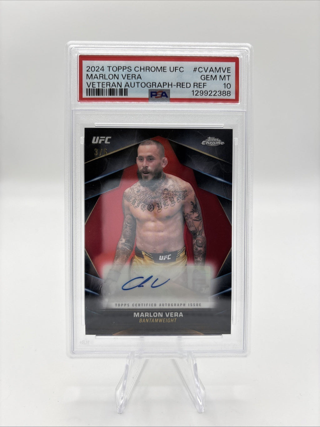 2024 Topps Chrome UFC Marlon Vera Veteran Auto Red Refractor/5 PSA 10