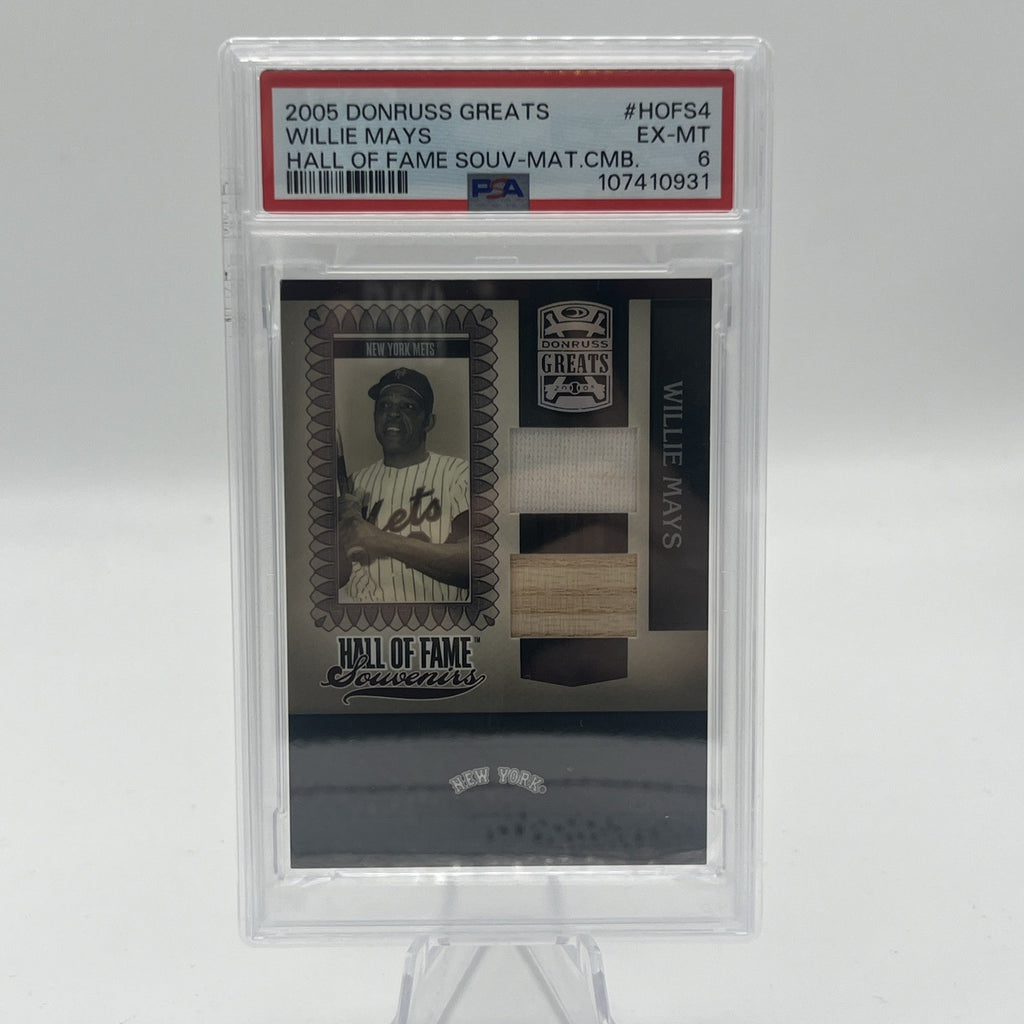 2005 Donruss Greats Willie Mays Hall Of Game Souvenir Material Combo PSA 6