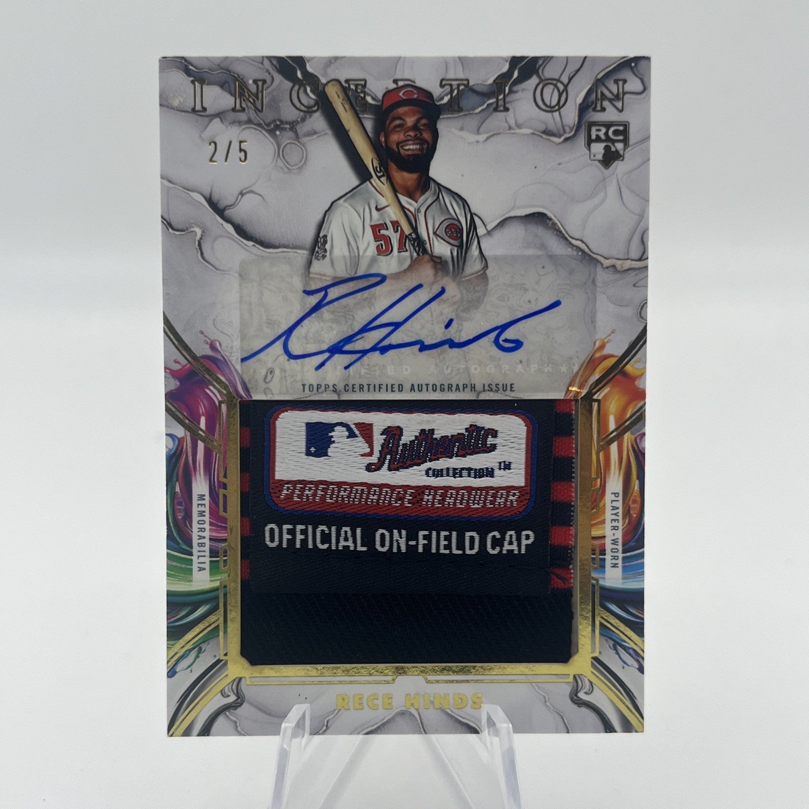 2025 Topps Inception #IAJH-RHI Rece Hinds Jumbo Relic Hat #/5 RC