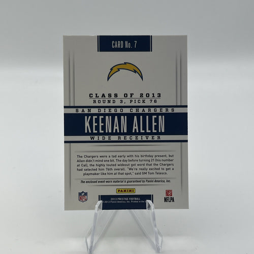 2013 Panini Prestige - Prestigious Picks Keenan Allen #7 Black Materials /199...