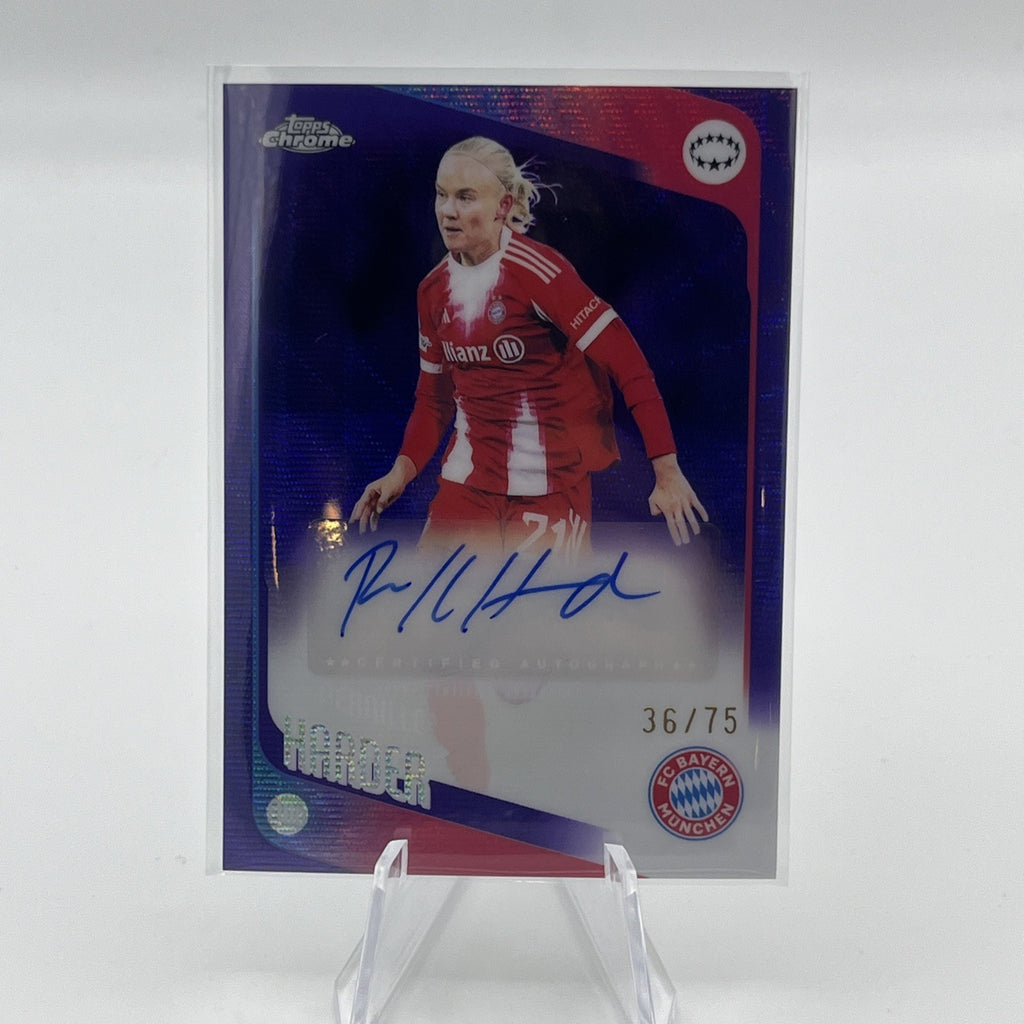 2025-26 Topps Chrome Womens UEFA #CA-PH Pernille Harder Purple Wave Auto /75