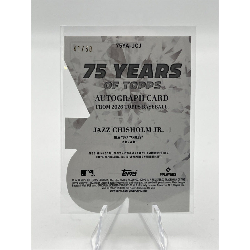 Jazz Chisholm Jr. 2026 Topps 75 Years Of Topps Die-Cut Auto Gold #/50 Yankees
