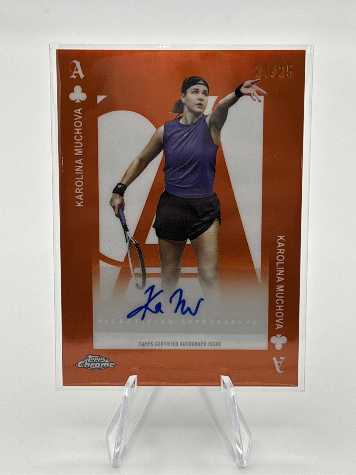 2025 Topps Chrome Karolina Muchova Aces Auto Orange Refractor #/25