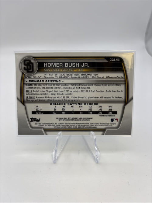2023 Bowman Draft - Chrome Prospect Autographs Homer Bush Jr. #CDA-HB (AU, RC)