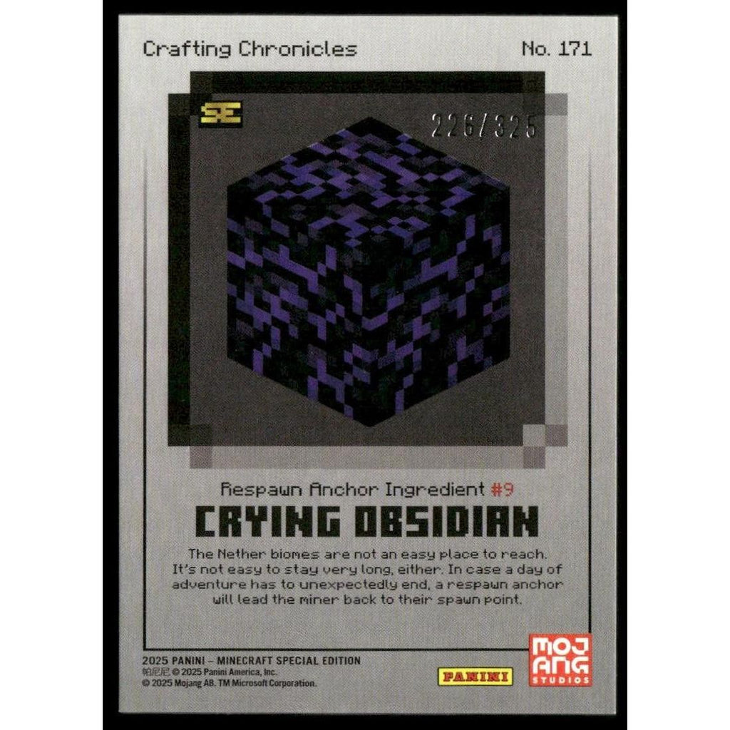 2025 Panini Minecraft 15th Anniversary #171 Crying Obsidian #/325