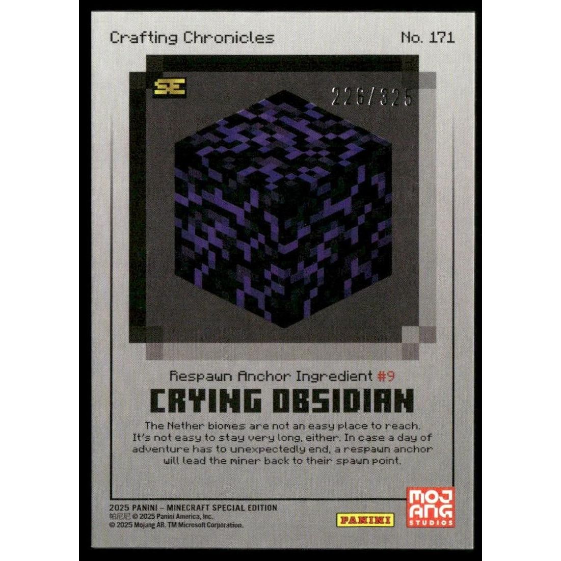 2025 Panini Minecraft 15th Anniversary #171 Crying Obsidian #/325