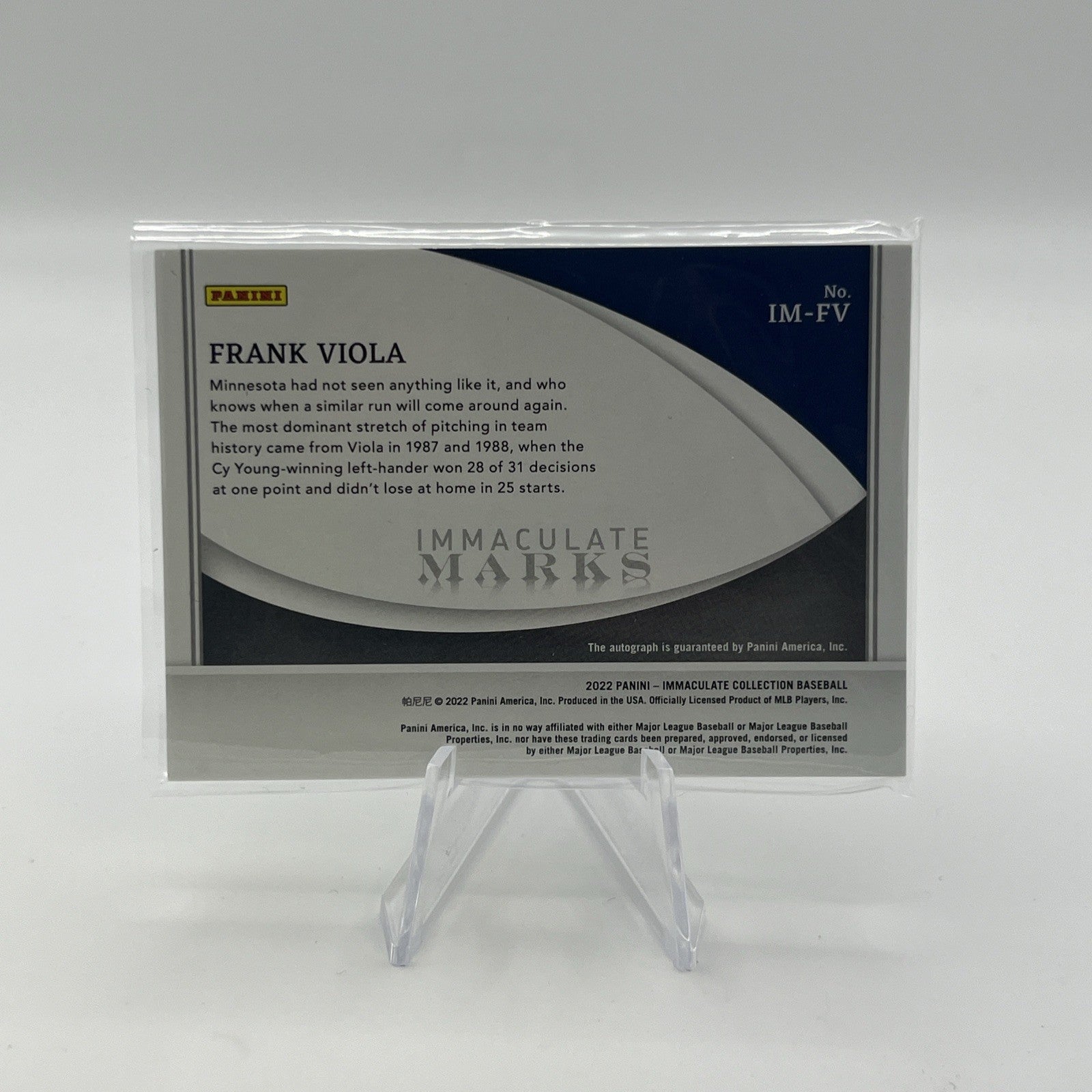 2022 Panini Immaculate Collection - Immaculate Marks Frank Viola #IM-FV /99 (AU)