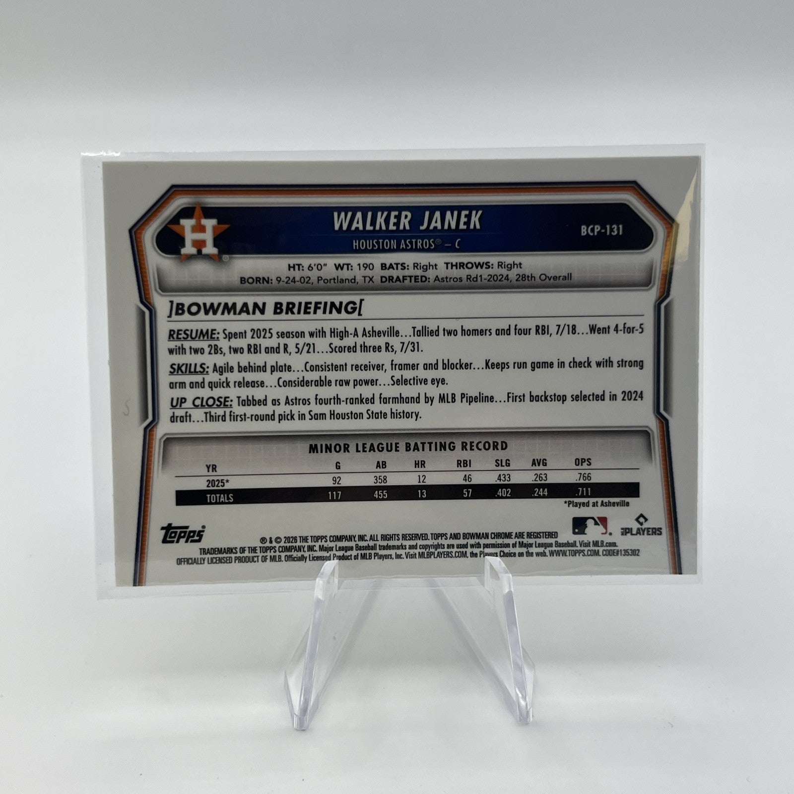 2026 Bowman - Walker Janel Purple Reptilian Refractor #/199