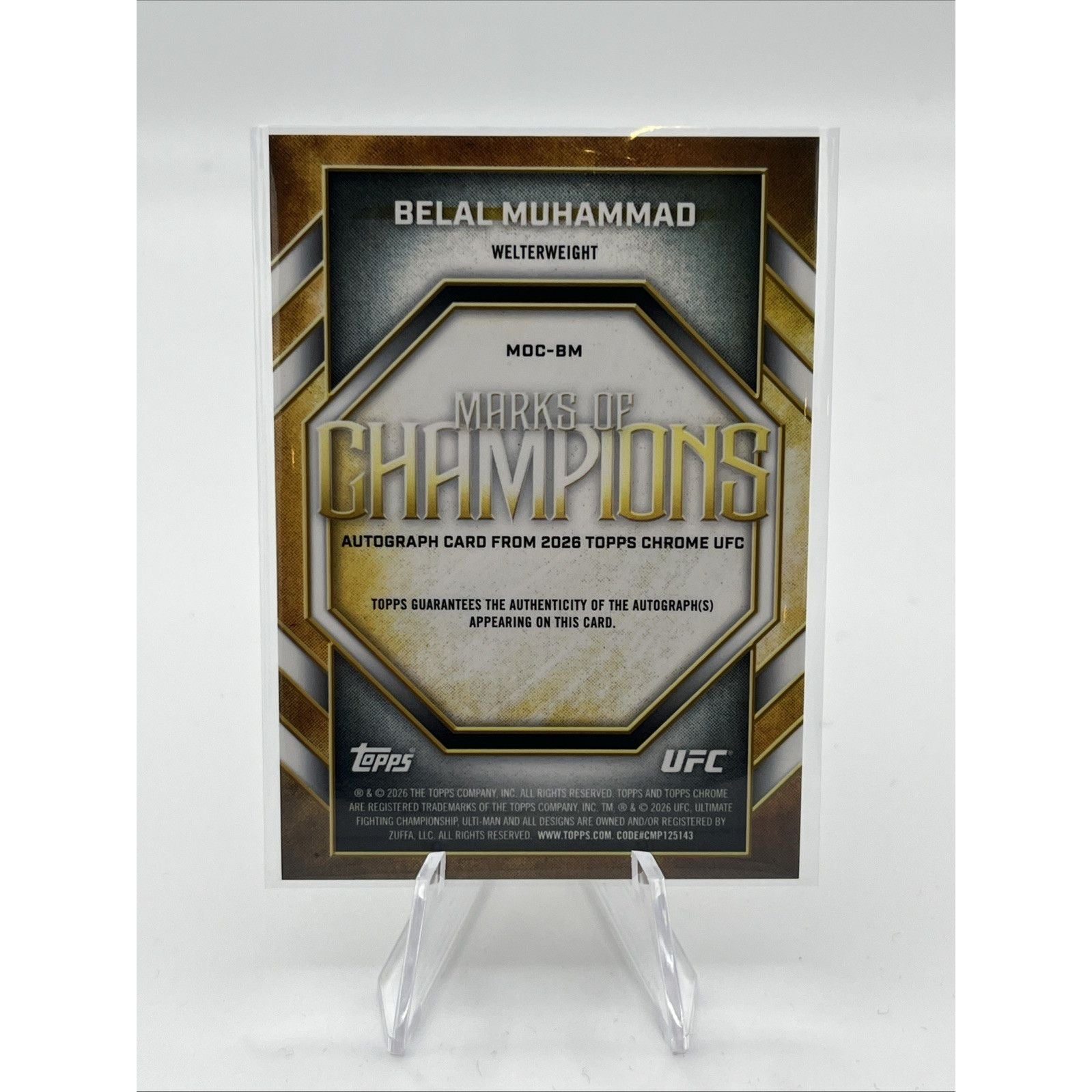 2026 Topps Chrome Sapphire Marks Of  Champions Belal Muhammad Orange Auto /25