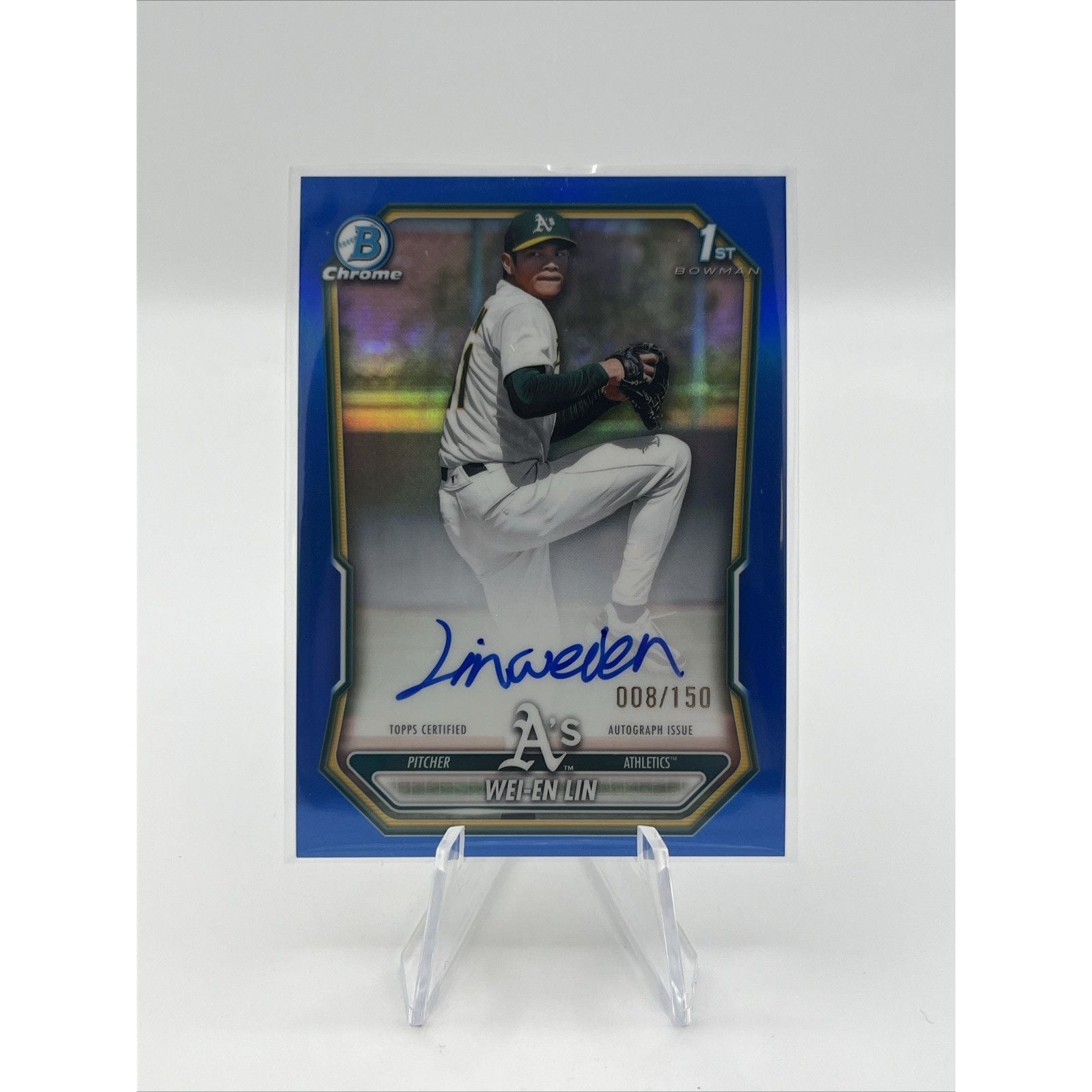 Wei-En Lin 2026 Bowman Chrome Prospects 1st Bowman True Blue Refractor Auto /150
