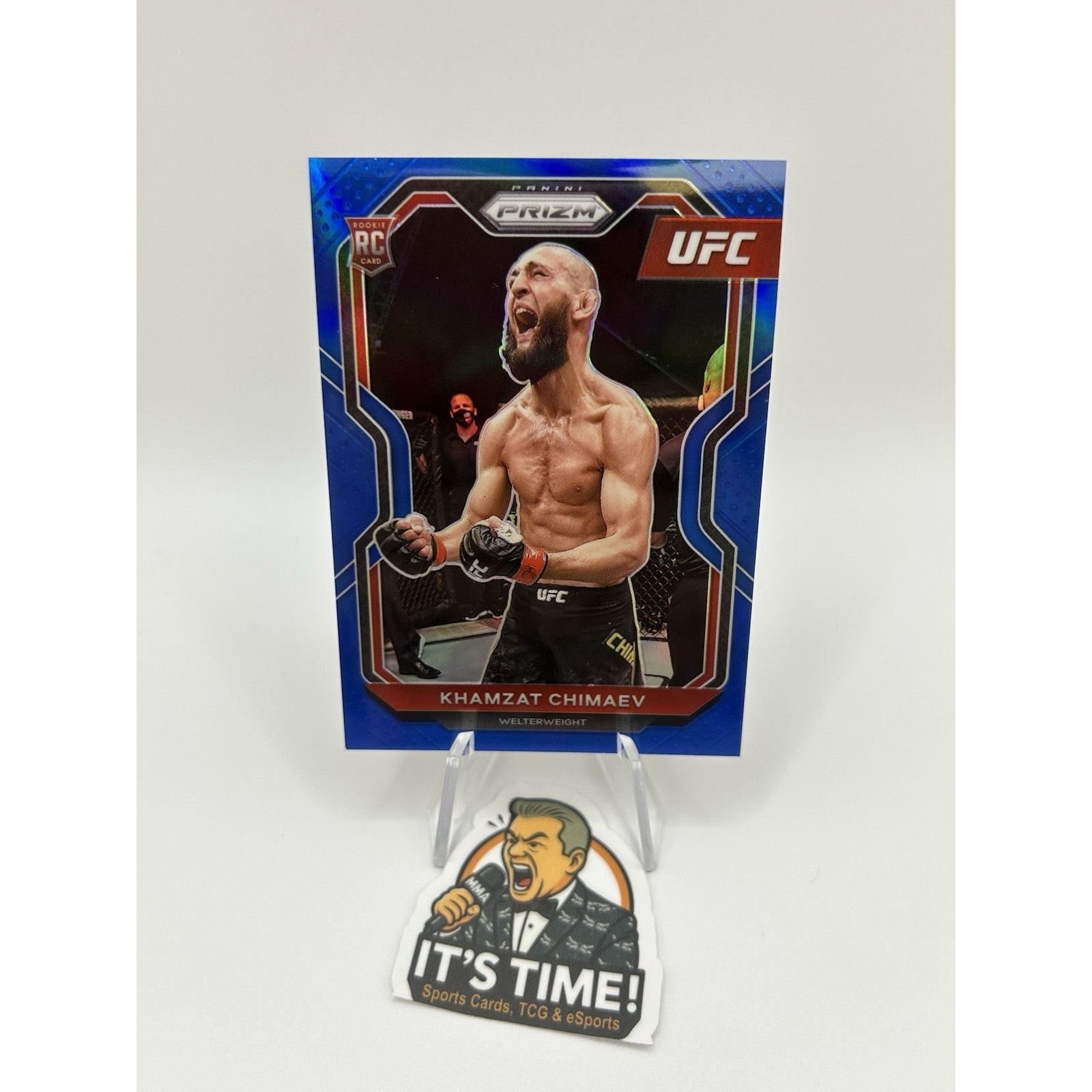 Khamzat Chimaev 2021 Panini Prizm UFC Blue Prizm Rookie Card /199 #7 SP