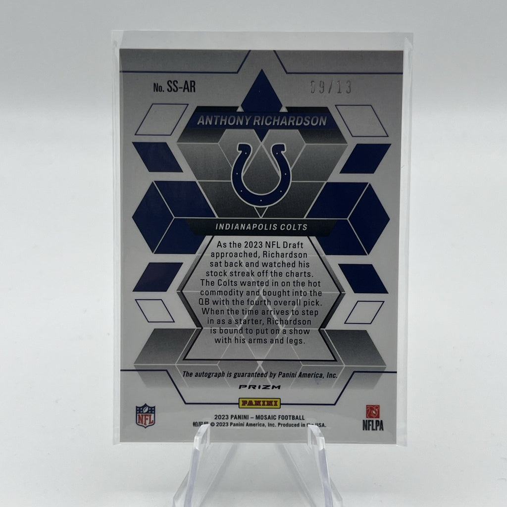 2023 Mosaic Anthony Richardson #SS-AR SHOWTIME SIGNATURES White Mosaic #/13