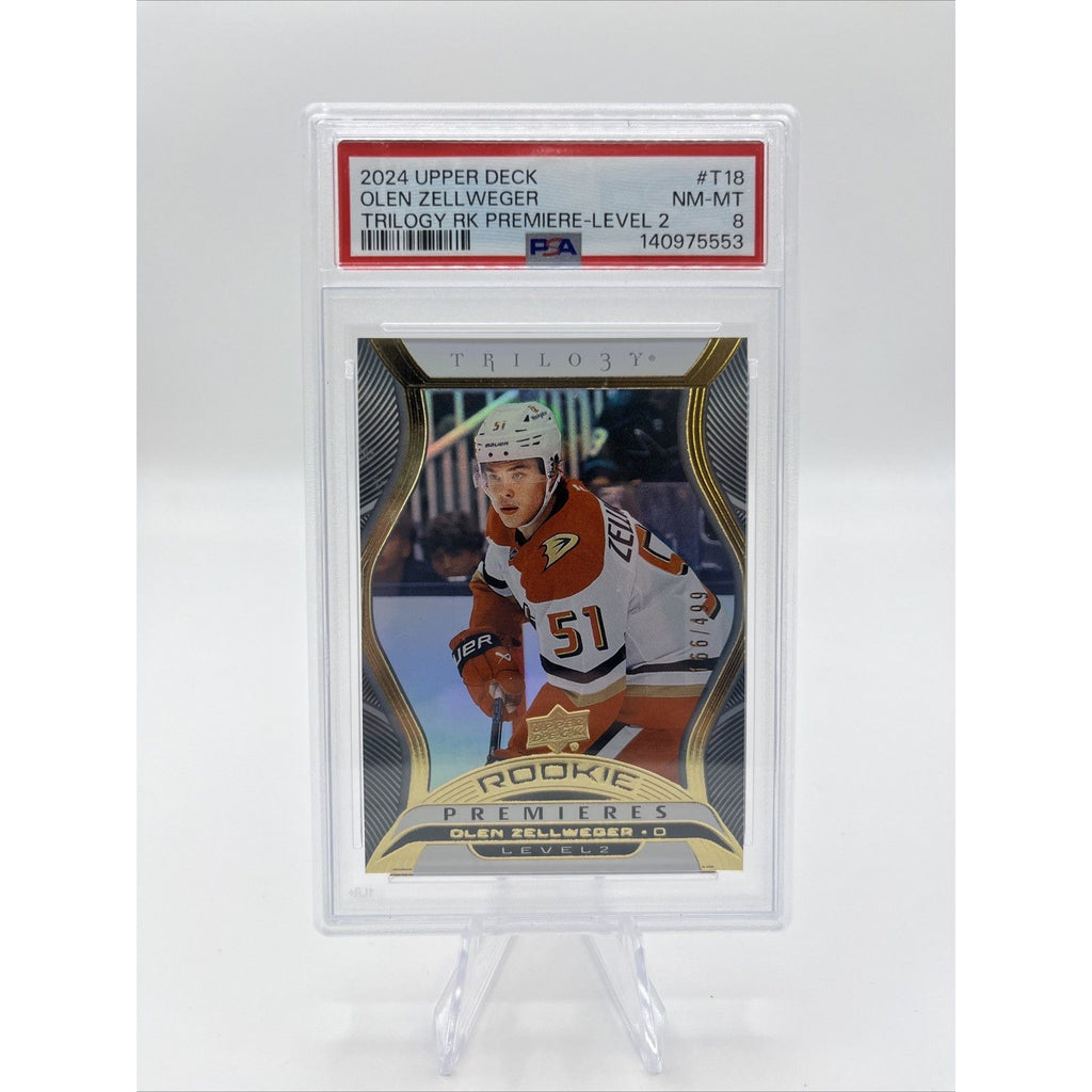 2024-25 Upper Deck - Trilogy Rookie Premiere Olen Zellweger #/499 PSA 8