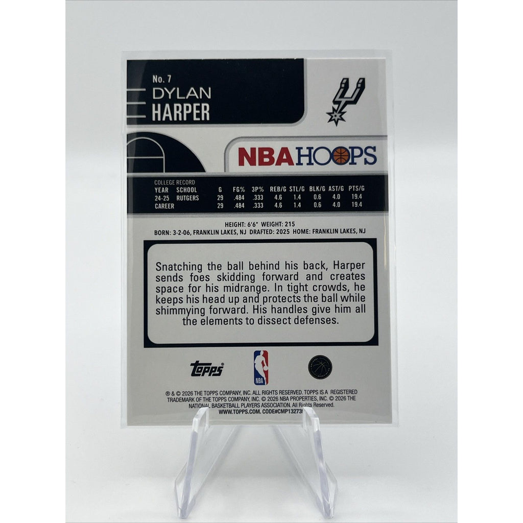 Dylan Harper 2026 NBA Hoops #7 Rainbow Foil Rookie RC Spurs