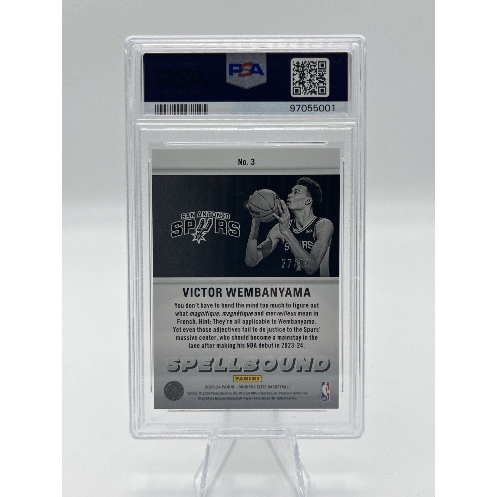 2023-24 Donruss Elite - Spellbound Victor Wembanyama #9 Blue /99 (RC) PSA 9