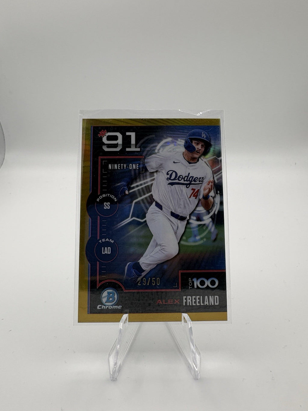 2025 Bowman #BTP-91 Alex Freeland Bowman Scouts Top 100 GOLD #/50