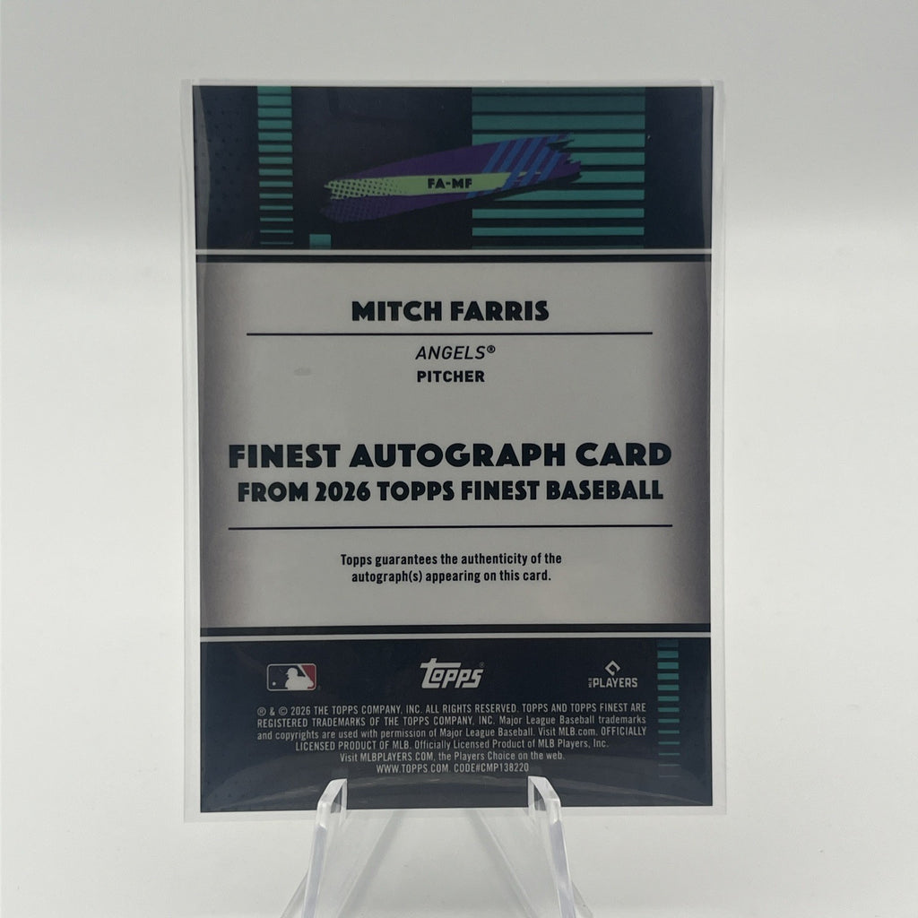 2026 Topps Finest Mitch Farris Auto #FA-MF Angels