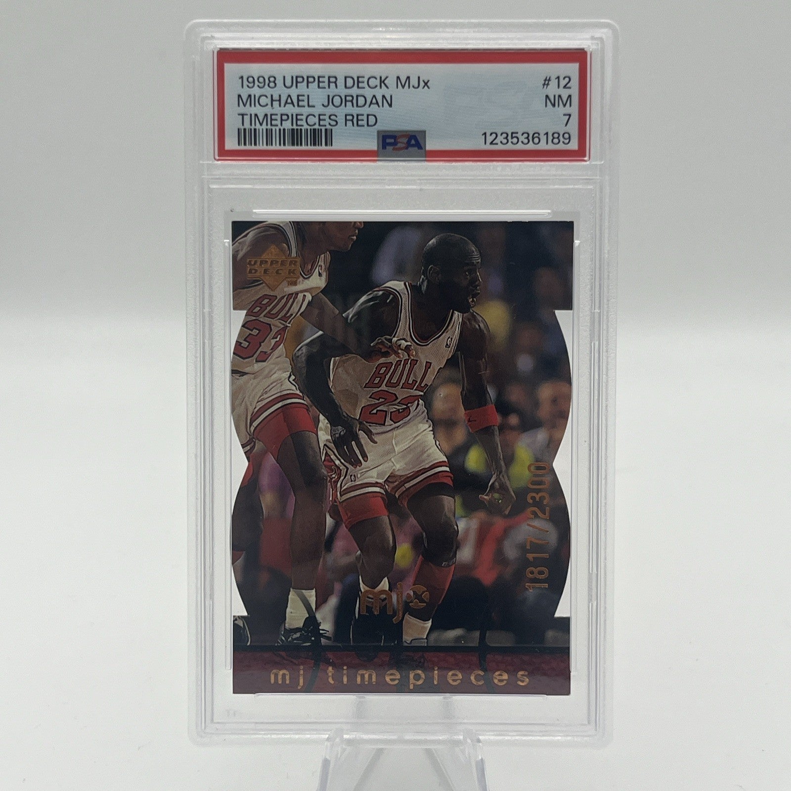 1998 Upper Deck MJx Michael Jordan #12 Timepieces Red #/2300 PSA 7 