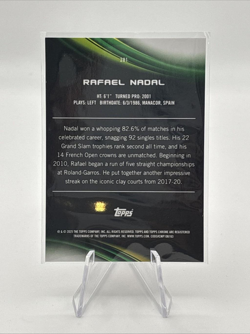 2025 Topps Chrome Tennis Card #281 Rafael Nadal Pink Geometric Refractor #/65