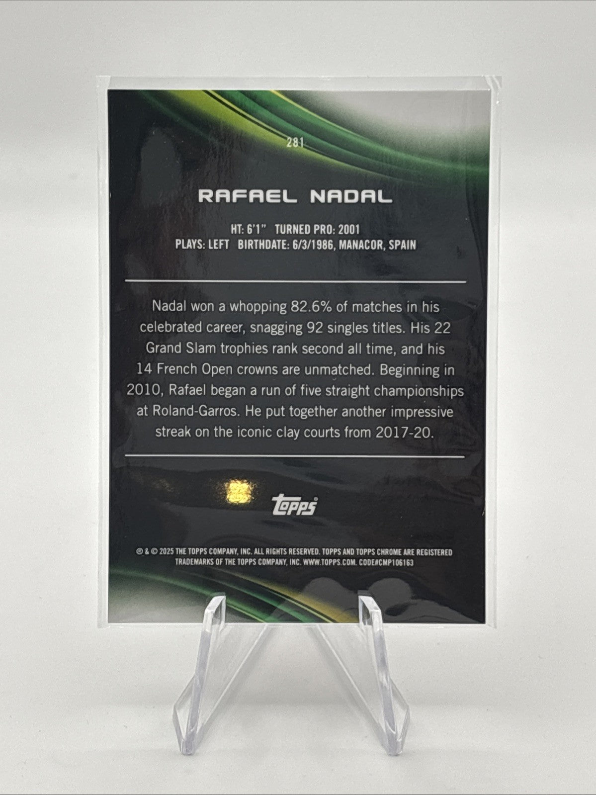 2025 Topps Chrome Tennis Card #281 Rafael Nadal Pink Geometric Refractor #/65