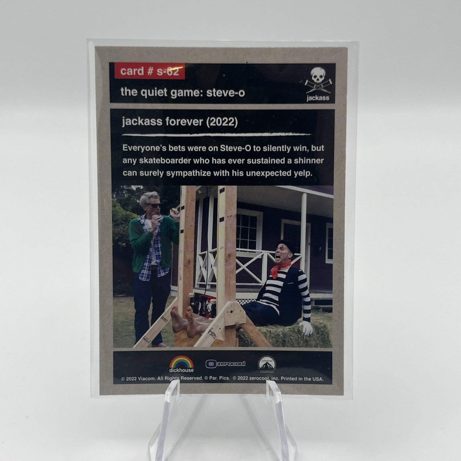 2022 ZEROCOOL JACKASS STUNTS INSERT STEVE-O QUIET GAME #S-62 BLUE HOLO #/50