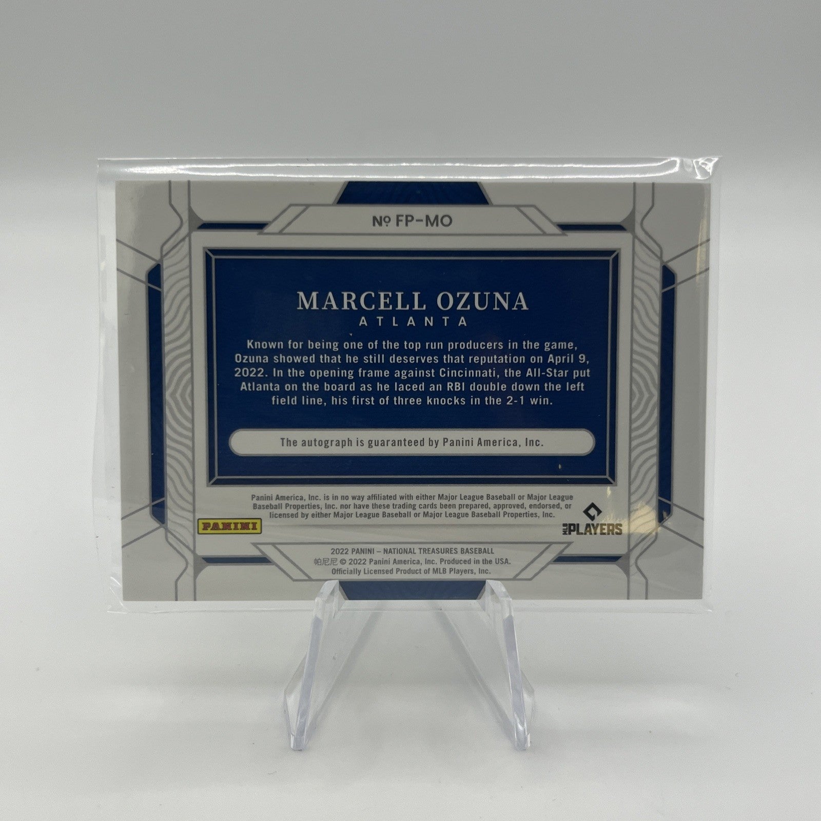 2022 Panini National Treasures - Field Pass Signatures Marcell Ozuna #FP-MO /49