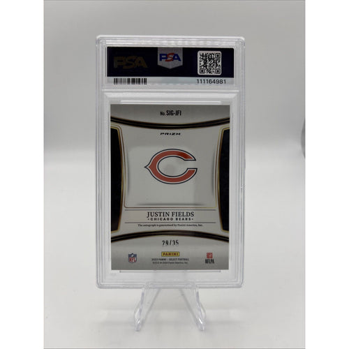 2023 Select Justin Fields Auto White Prizm /35 PSA 10