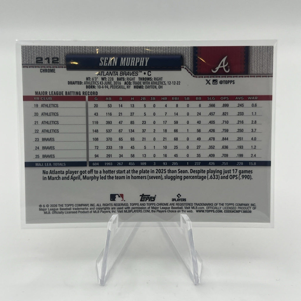 2026 Topps Chrome Sean Murphy #212 Orange Wave #/25 Braves