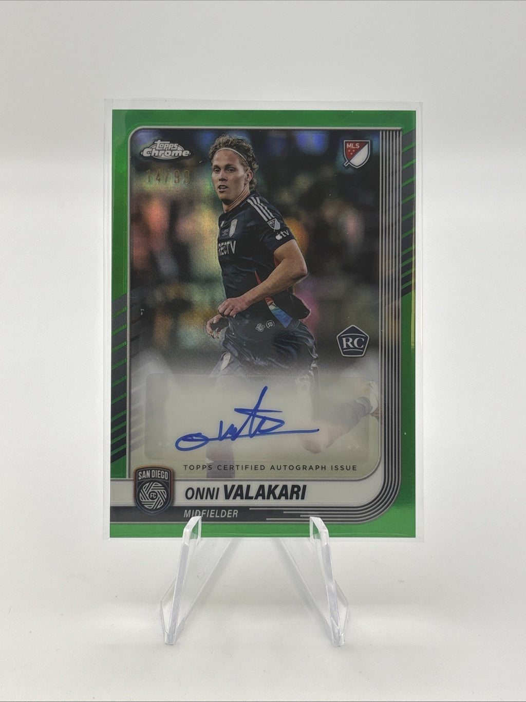 2025 Topps Chrome MLS - Omni Valakari TRUE GREEN Refractor Auto  /99