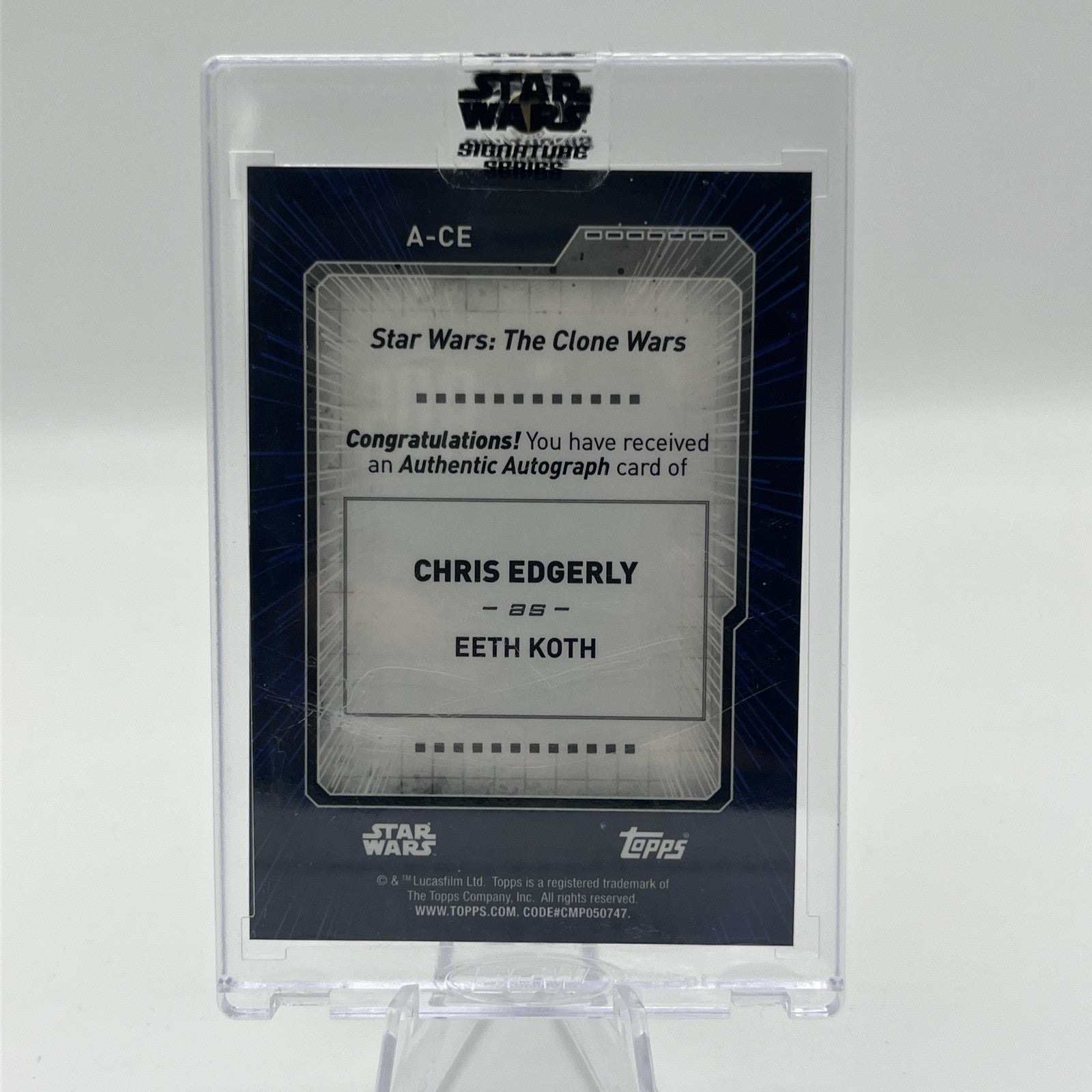 2022 Topps Star Wars Signature Series Clone Wars Eeth Koth Chris Edgerly Auto