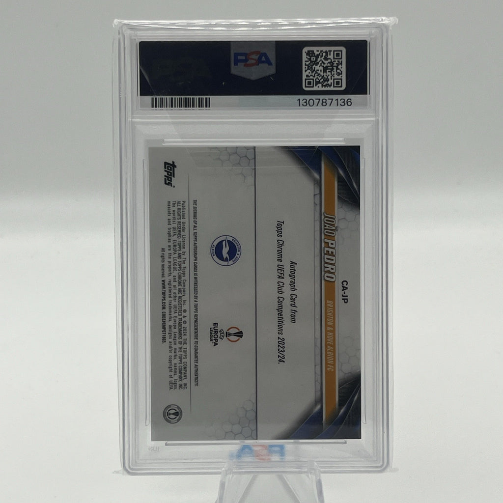 2023-24 Topps Chrome UCC Joao Pedro Auto Pink Shimmer /250 PSA 9 Auto 10