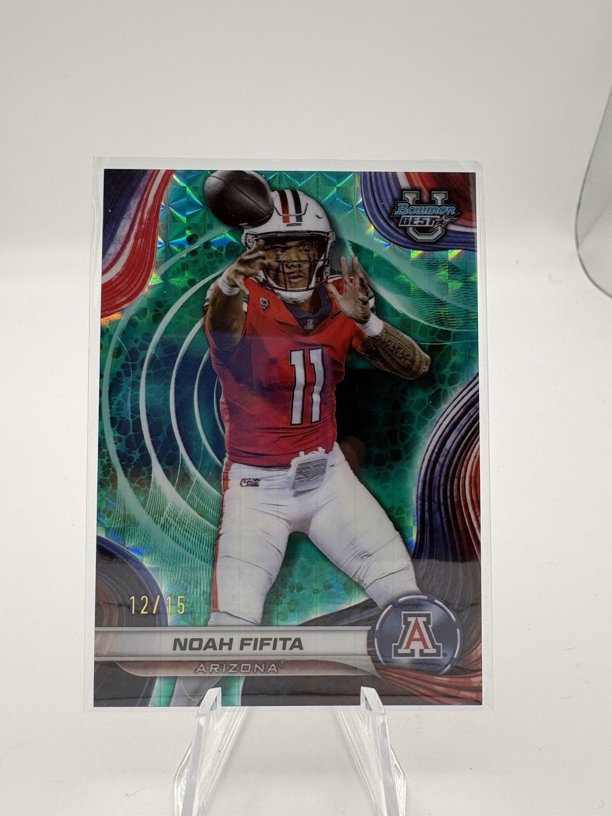 NOAH FIFITA # /15 SSP RC! 2024 Bowman U Best Teal Geometric ARIZONA SSP RC