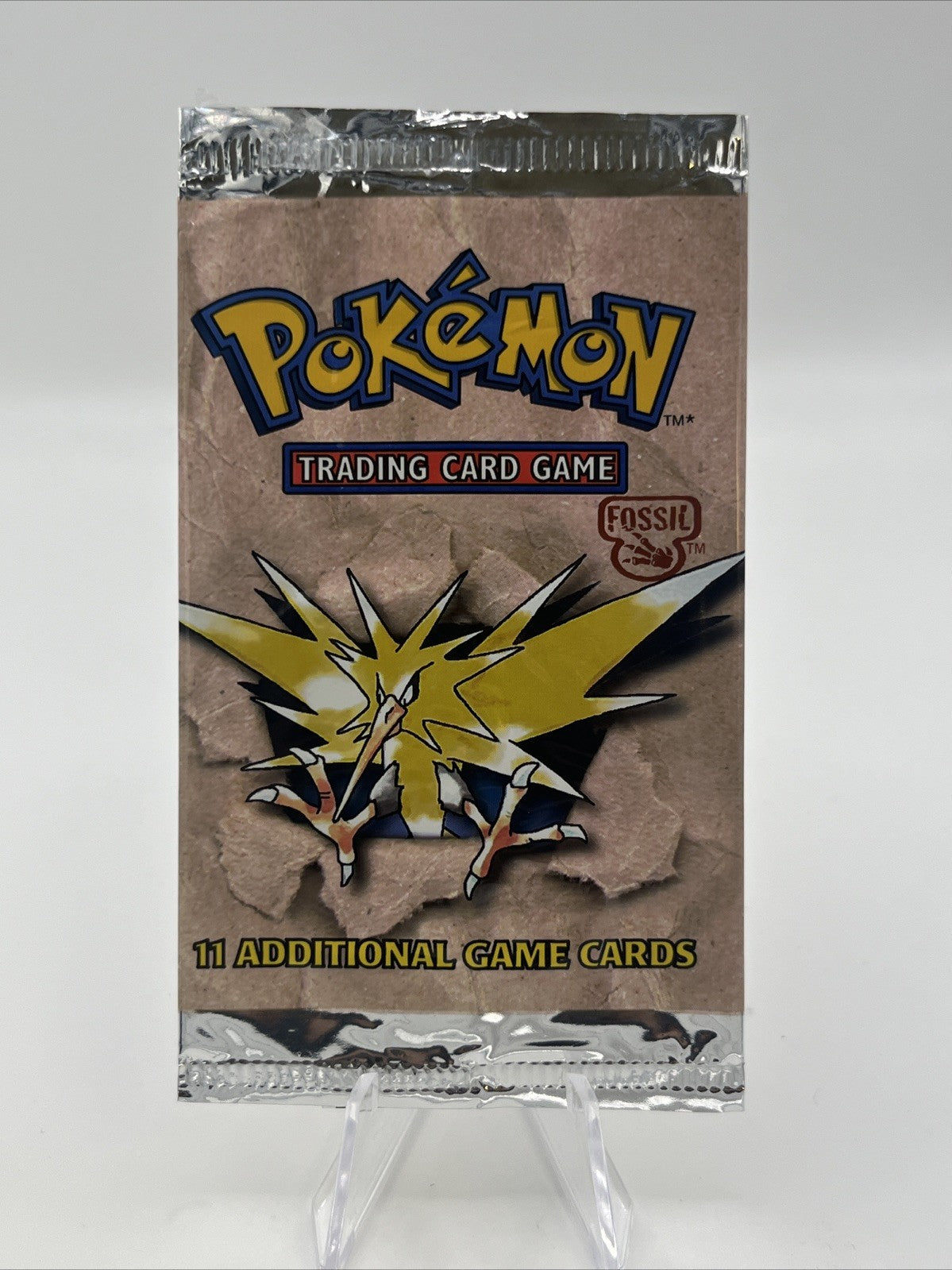 Pokemon Fossil Booster Pack EMPTY Wrapper Zapdos Art Vintage VGC Rare NO CARDS