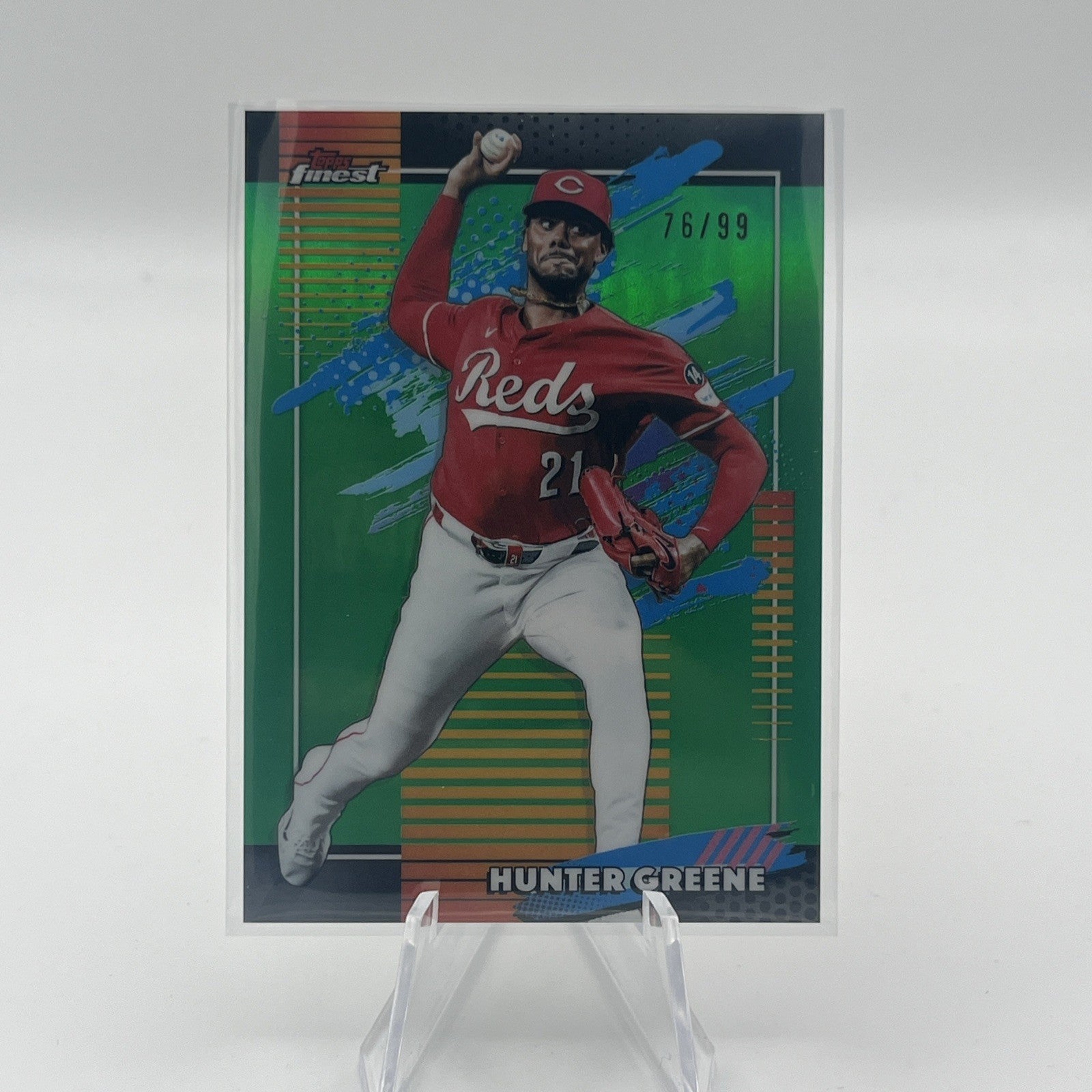 2026 Topps Finest Hunter Greene #169 Uncommon Green Refractor #/99 Reds