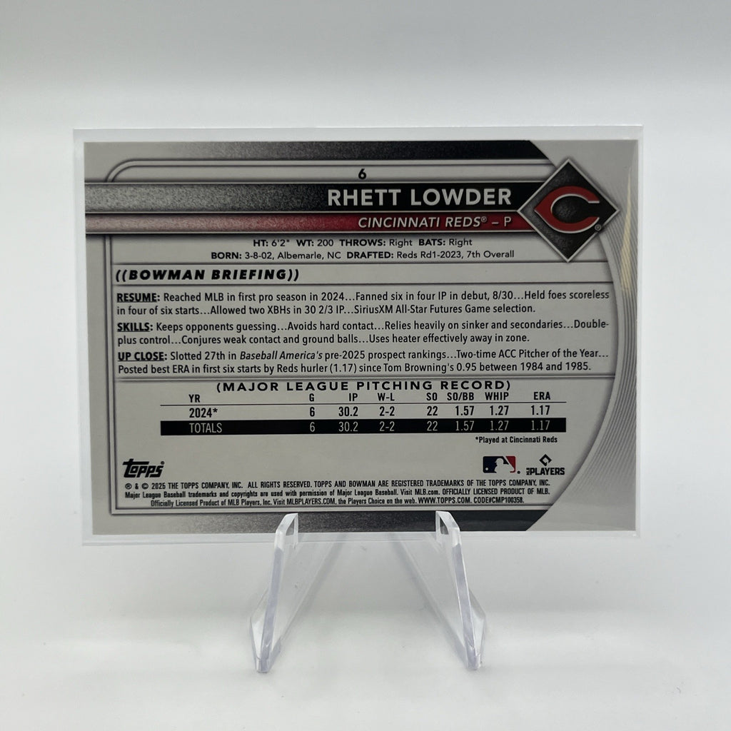 2025 Bowman - Rhett Lowder #6 Purple Pattern /199 (RC)