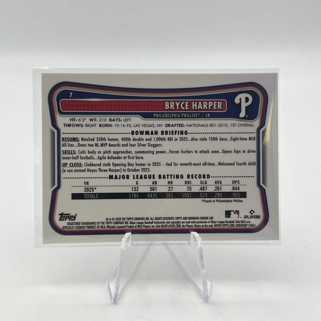 2026 Bowman Chrome Bryce Harper Navy Blue Mojo Refractor #/175