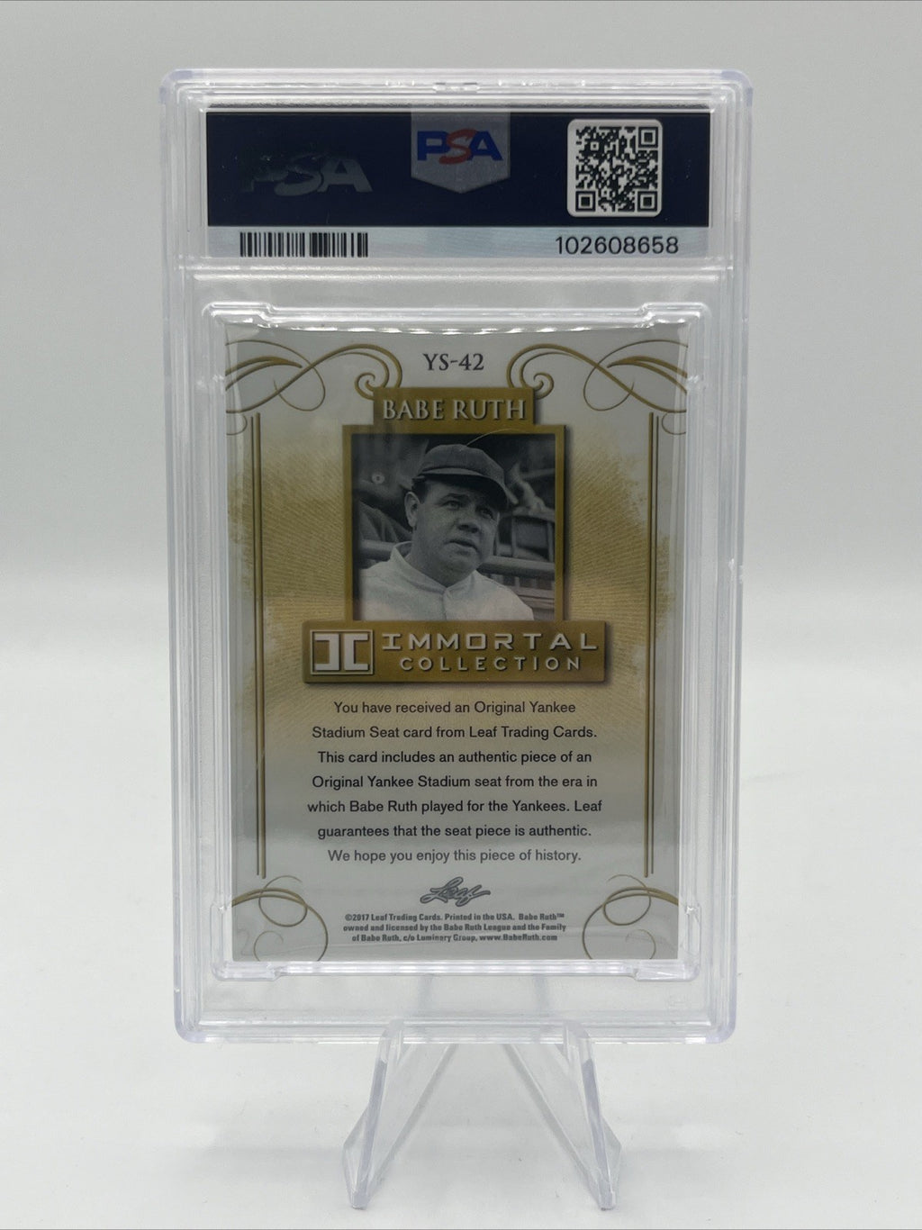 2017 Leaf Babe Ruth Relic PSA 8